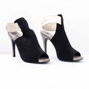 Pedro Garcia Heeled Peep Toe Booties with White Ankle Cuff